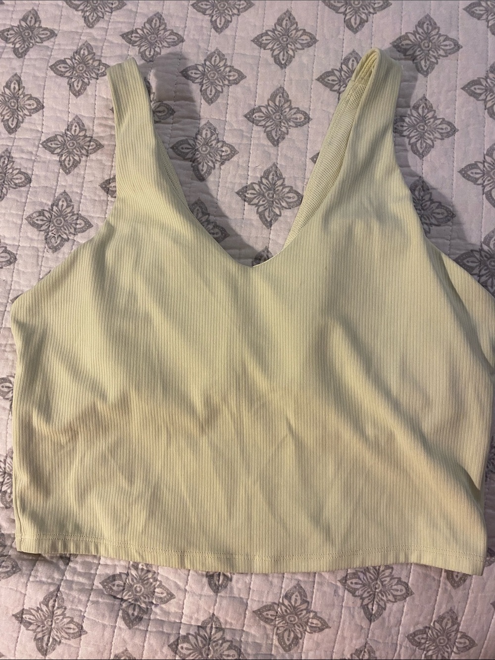 all in motion Ribbed V-Neck Crop Tank - Pale Yellow